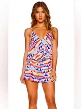 Karina Grimaldi Vibrant Geometric Print Romper Small
